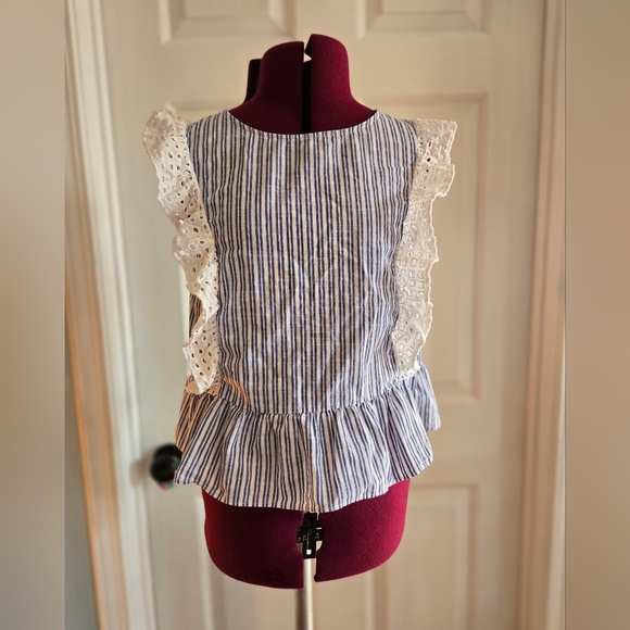 Lilly Pulitzer Tops - Lilly Pulitzer Ellis Peplum Striped Ruffle Sleeve Top